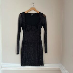 Black Sparkly Silver Mini Dress